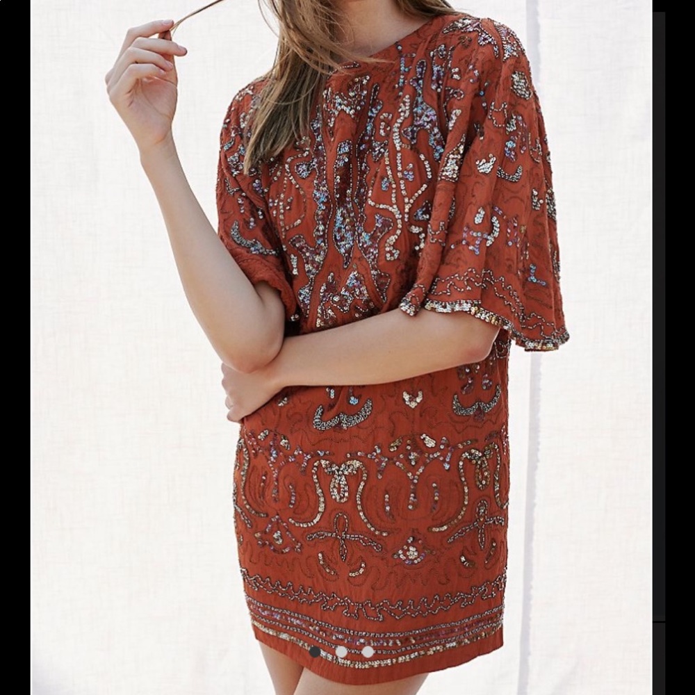 Free people cinnamon embellished party dress